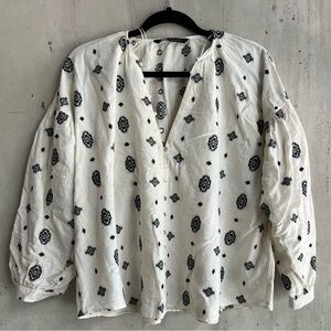 Zara Jacquard Cotton Top, Size Large